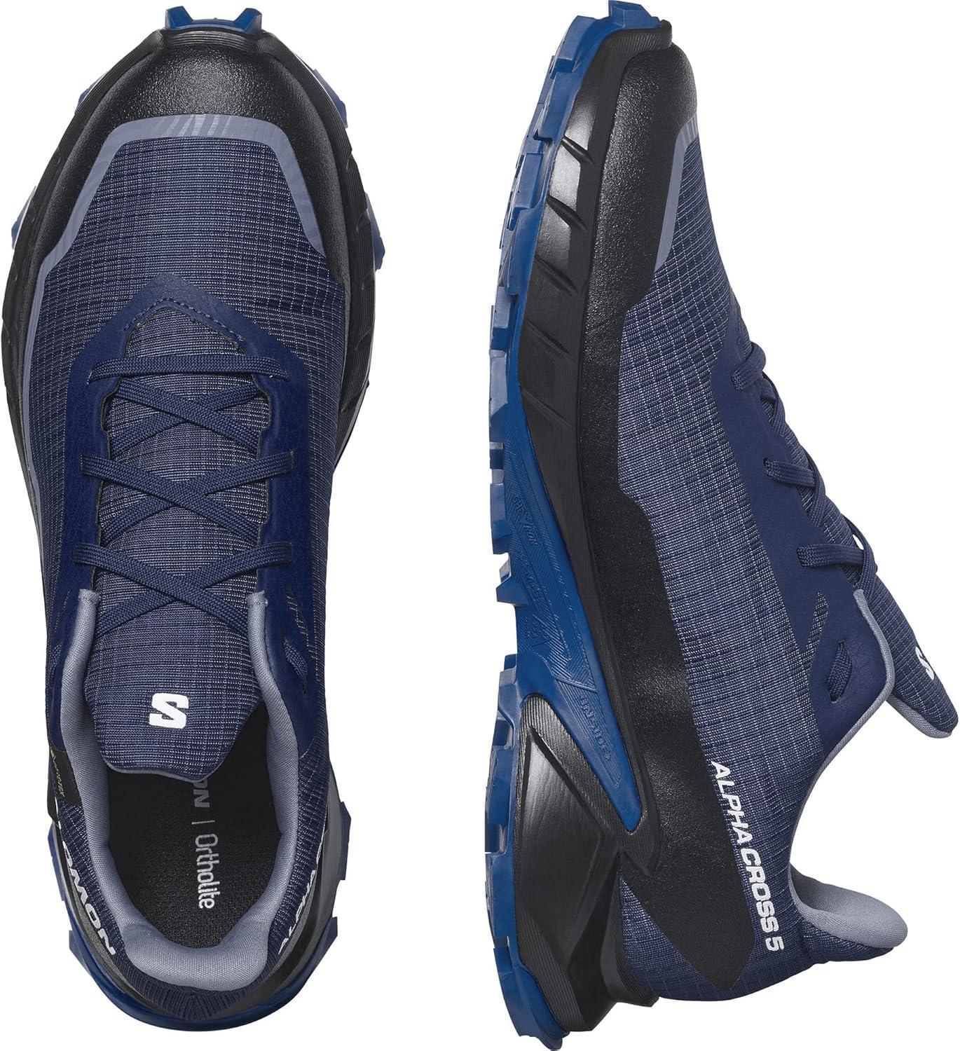 image:imageSalomon Mens Alphacross 5 GoreTEX Trail Running ShoesBlue PrintLapis BlueWhite