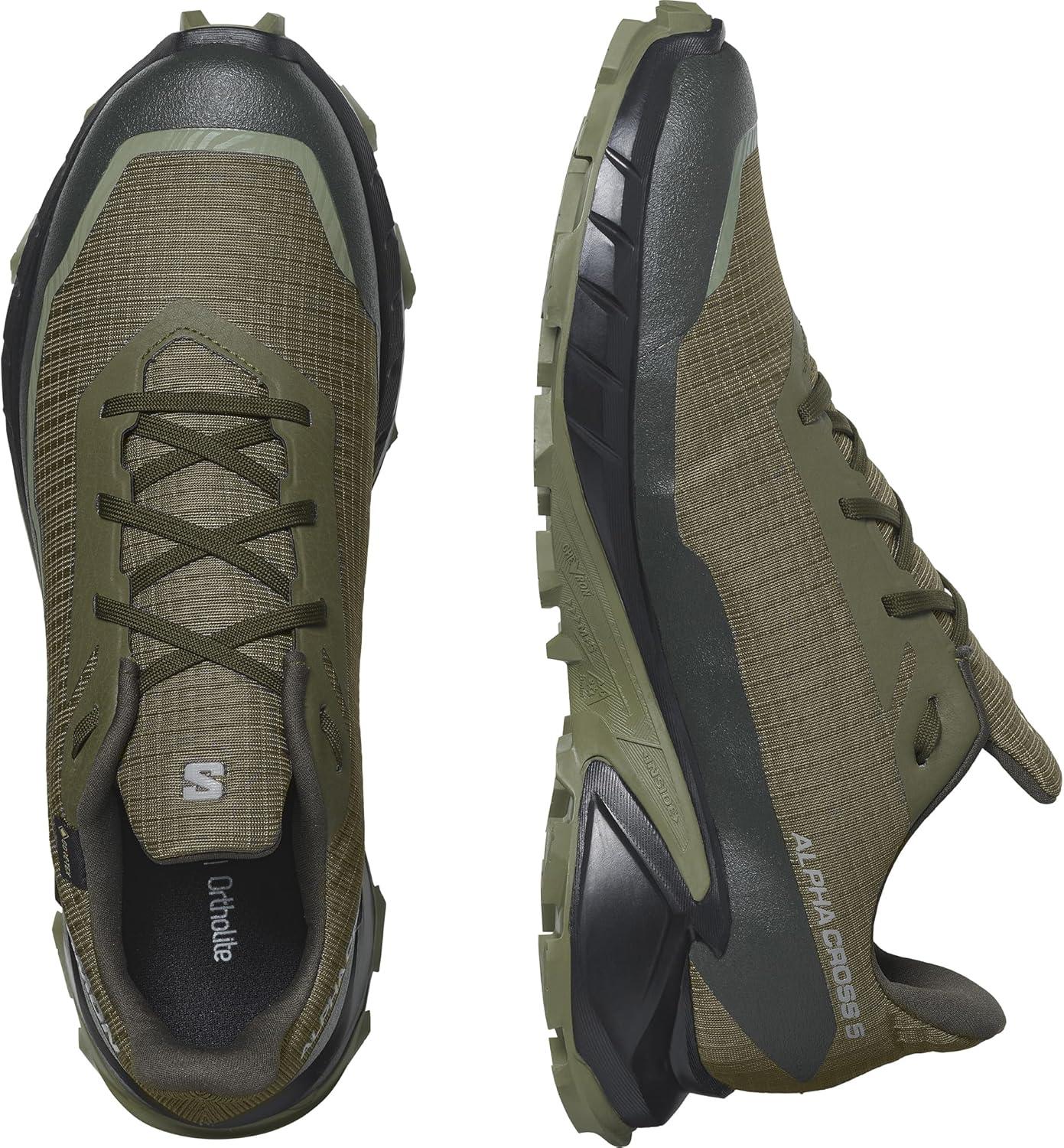 image:imageSalomon Mens Alphacross 5 GoreTEX Trail Running ShoesOlive NightBlackDeep Lichen Green