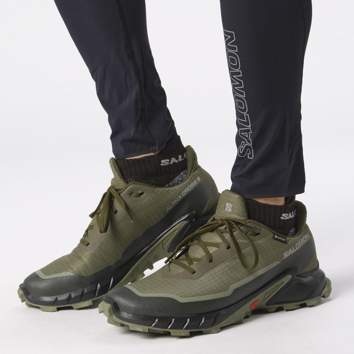 image:imageSalomon Mens Alphacross 5 GoreTEX Trail Running ShoesOlive NightBlackDeep Lichen Green