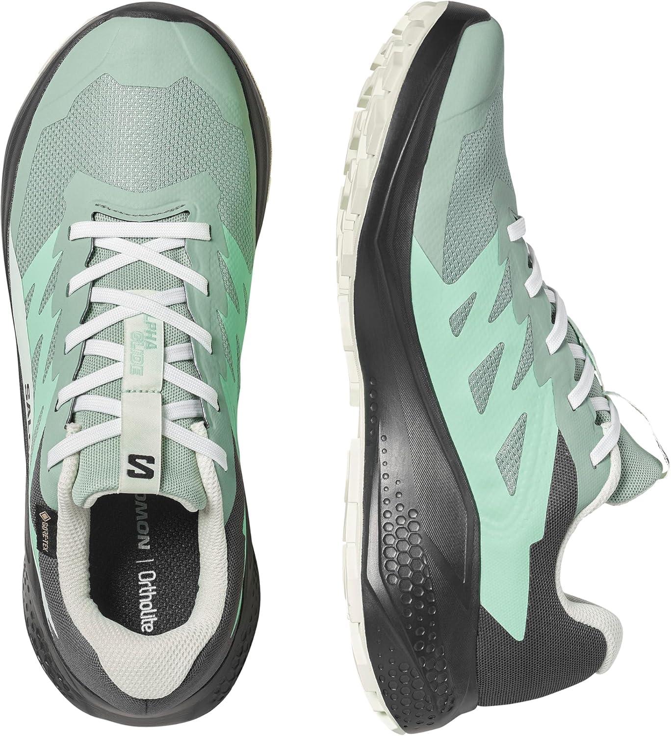 image:imageSalomon Womens Alphaglide GoreTex Trail Running Shoe Waterproof AllTerrain Shoes for Trail Running amp HikingGreen MilieuAsphaltClearly Aqua