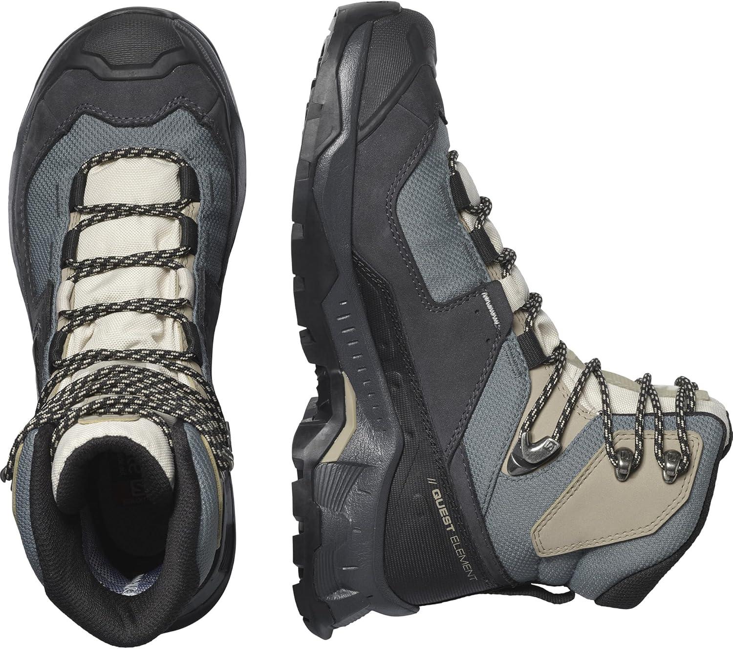 image:imageSalomon Womens Quest Element GoreTex Waterproof Neutral Leather Hiking BootsEbonyRainy DayStormy Weather