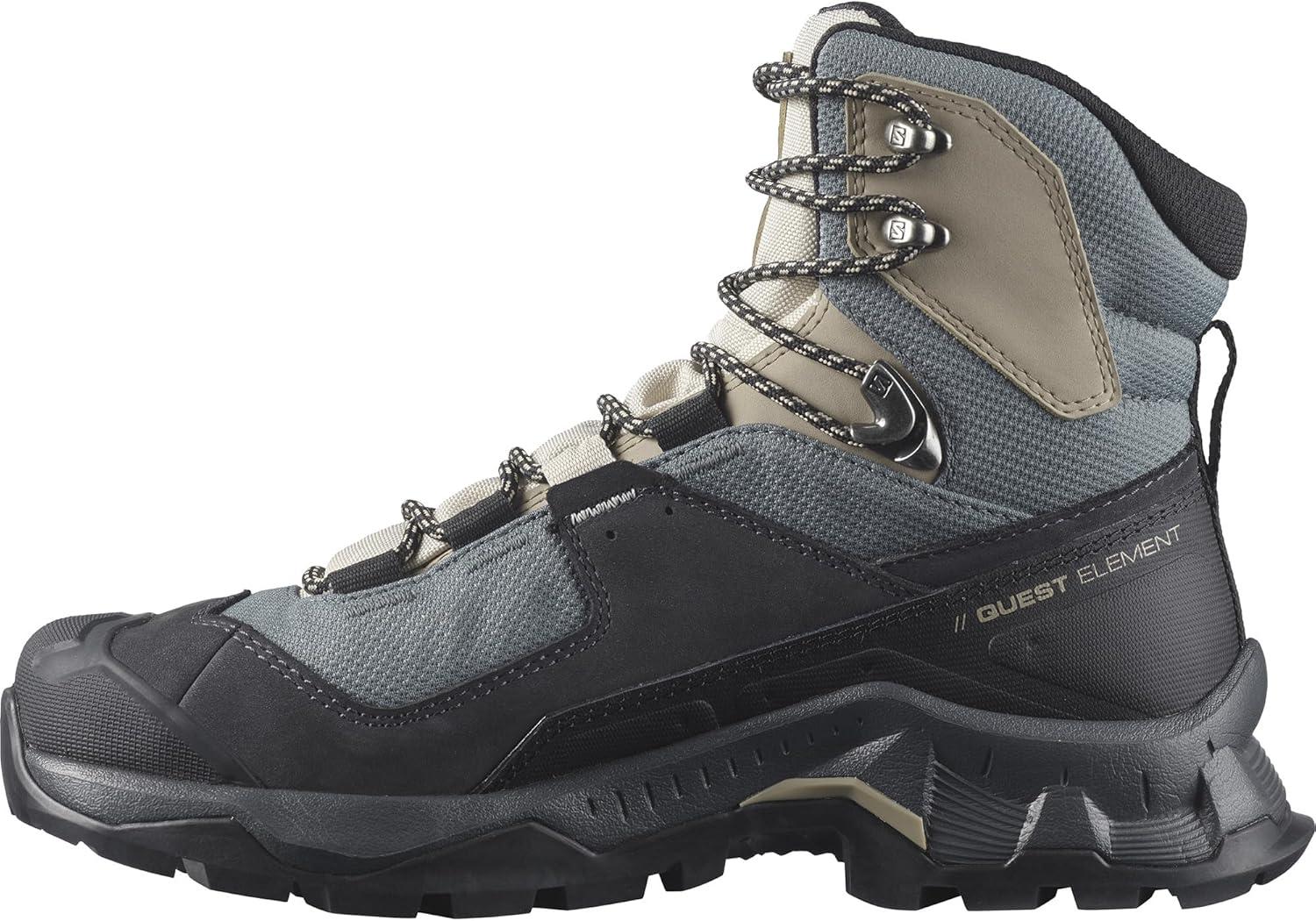 image:imageSalomon Womens Quest Element GoreTex Waterproof Neutral Leather Hiking BootsEbonyRainy DayStormy Weather