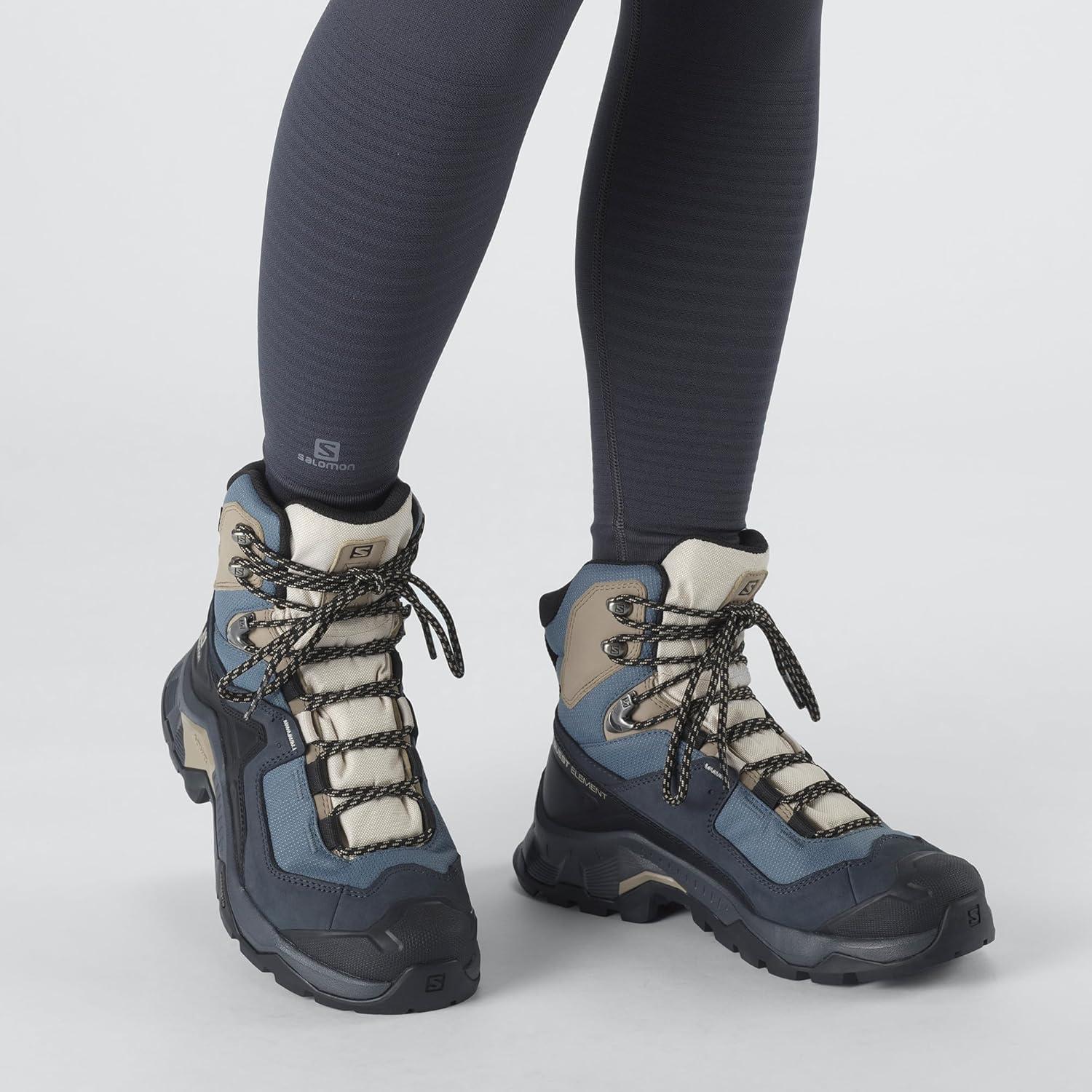 image:imageSalomon Womens Quest Element GoreTex Waterproof Neutral Leather Hiking BootsEbonyRainy DayStormy Weather