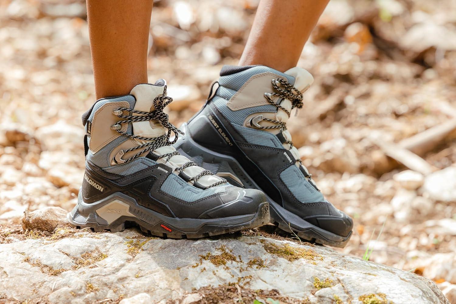 image:imageSalomon Womens Quest Element GoreTex Waterproof Neutral Leather Hiking BootsEbonyRainy DayStormy Weather