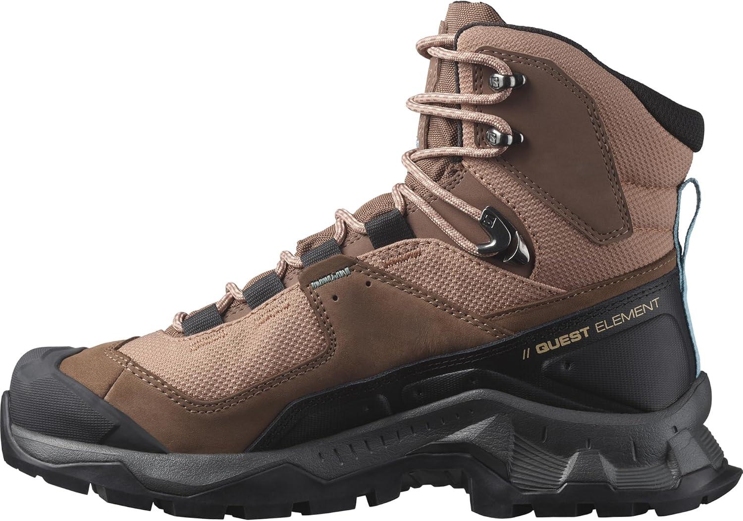 image:imageSalomon Womens Quest Element GoreTex Waterproof Neutral Leather Hiking BootsMocha MoussePewterMarine Blue