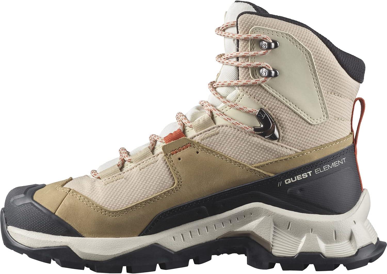 image:imageSalomon Womens Quest Element GoreTex Waterproof Neutral Leather Hiking BootsSafariVanilla IceMecca Orange