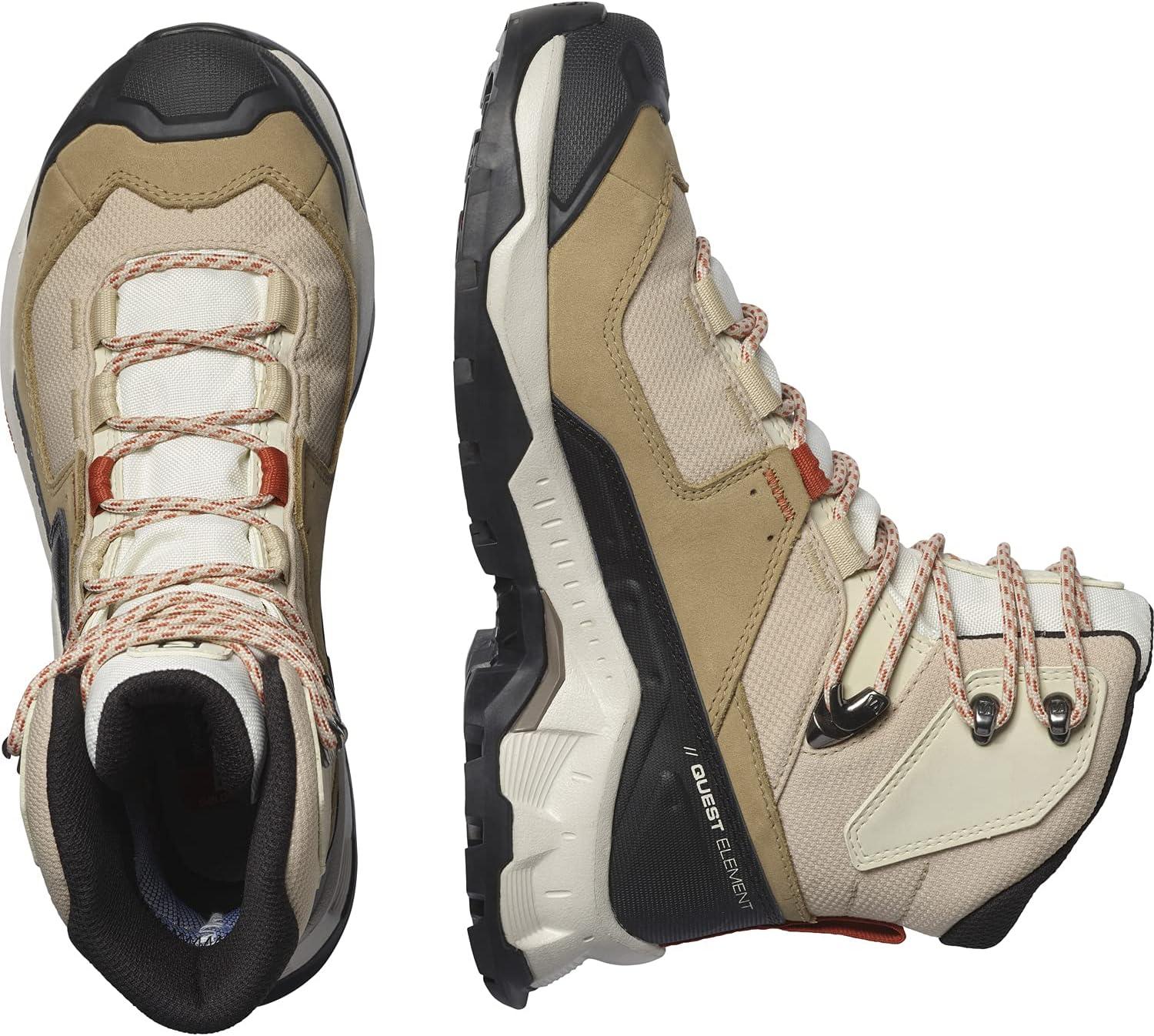 image:imageSalomon Womens Quest Element GoreTex Waterproof Neutral Leather Hiking BootsSafariVanilla IceMecca Orange