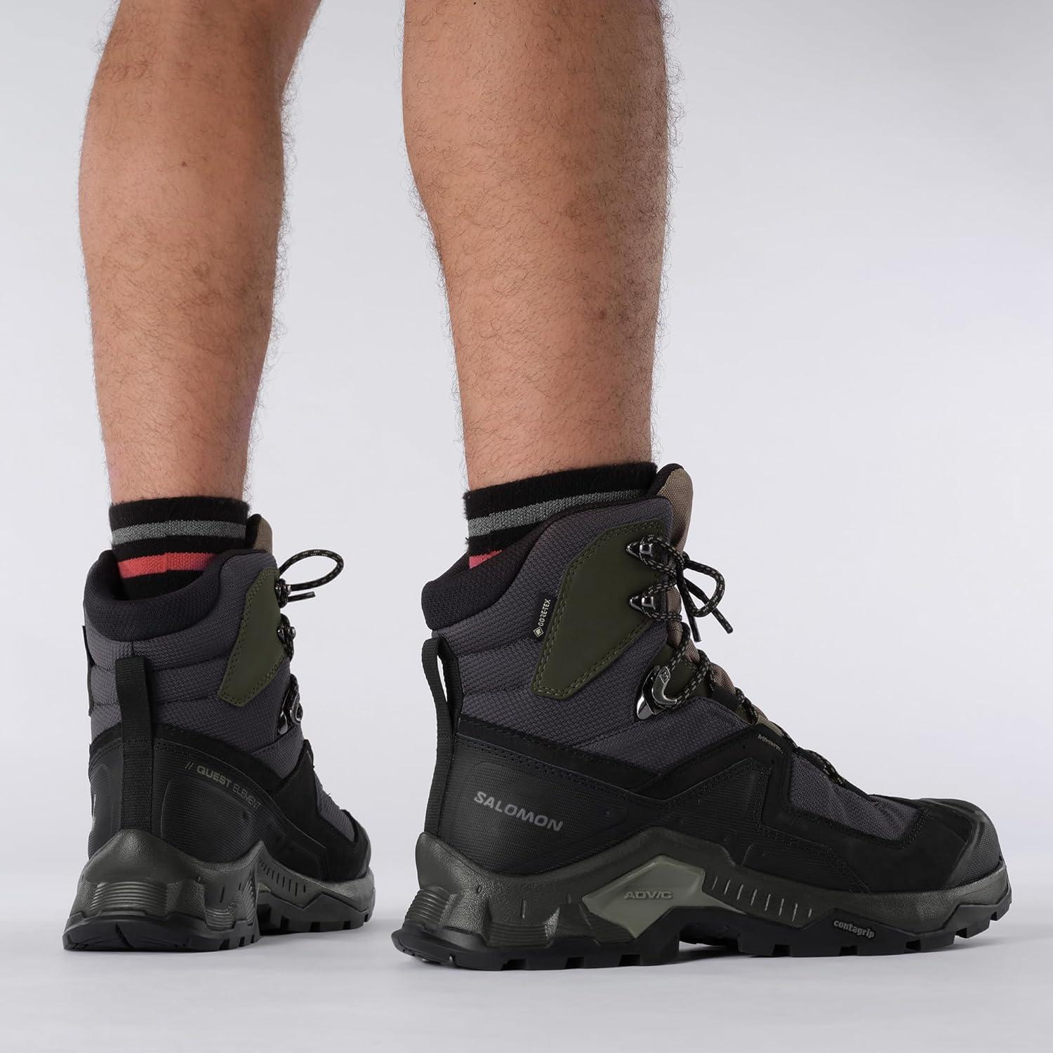 image:imageSalomon Mens Quest Element GoreTex Waterproof Neutral Leather Hiking BootsBlackDeep Lichen GreenOlive Night