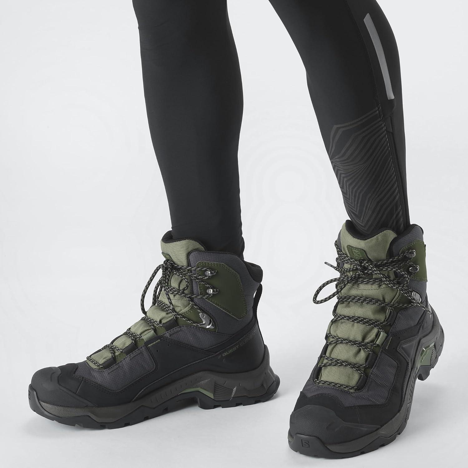 image:imageSalomon Mens Quest Element GoreTex Waterproof Neutral Leather Hiking BootsBlackDeep Lichen GreenOlive Night