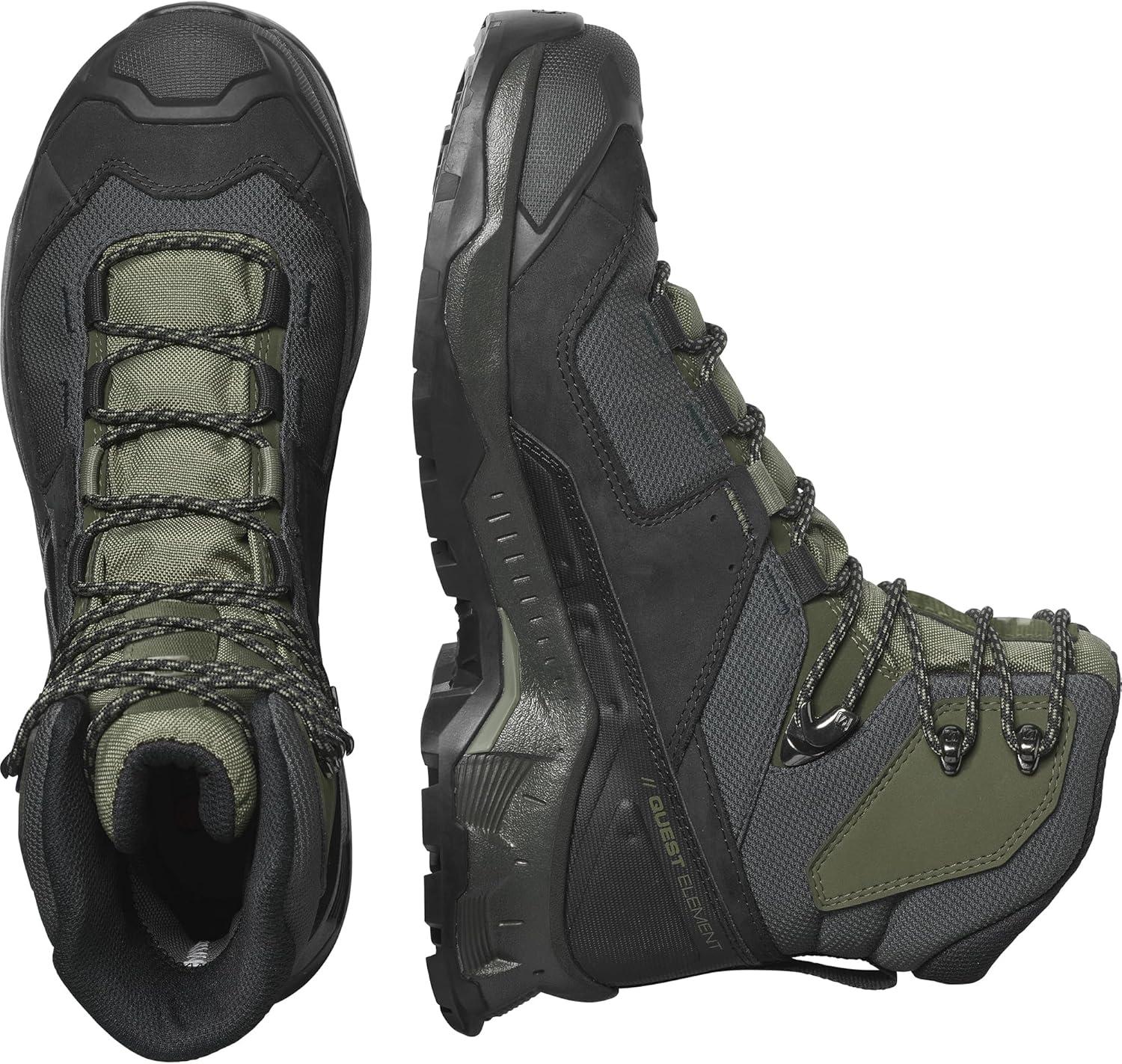 image:imageSalomon Mens Quest Element GoreTex Waterproof Neutral Leather Hiking BootsBlackDeep Lichen GreenOlive Night