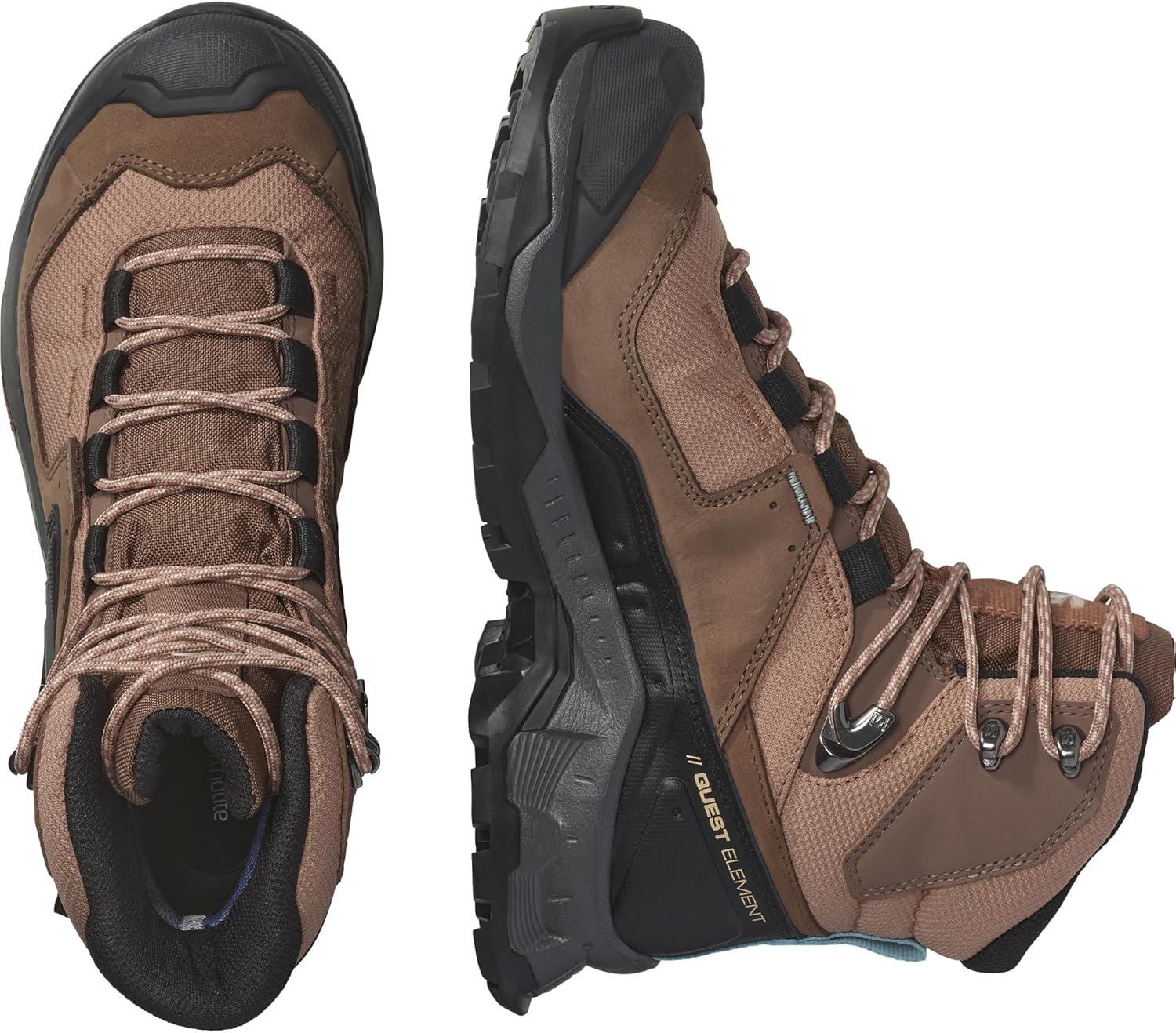 image:imageSalomon Mens Quest Element GoreTex Waterproof Neutral Leather Hiking BootsMocha MoussePewterMarine Blue