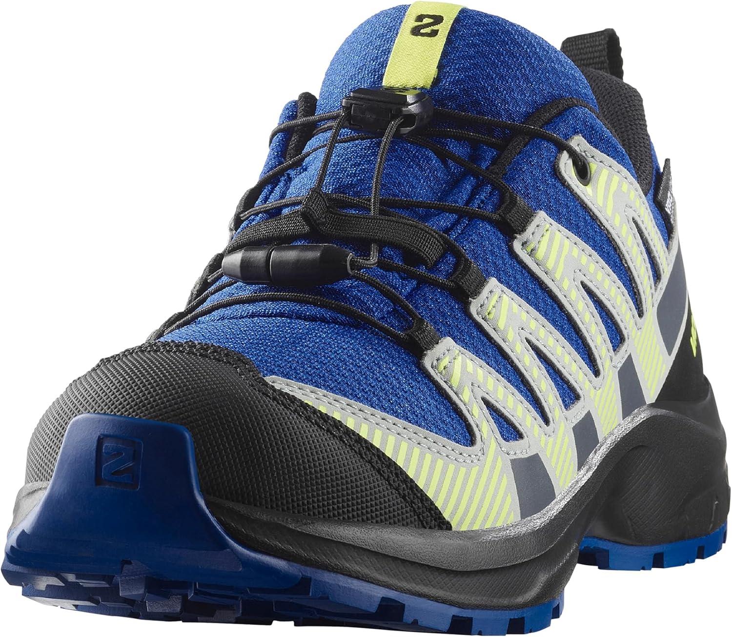 image:imageSalomon Unisex Juniors XA Pro V8 Mid Waterproof Trail Running Shoes for KidsNautical BlueBlackSharp Green