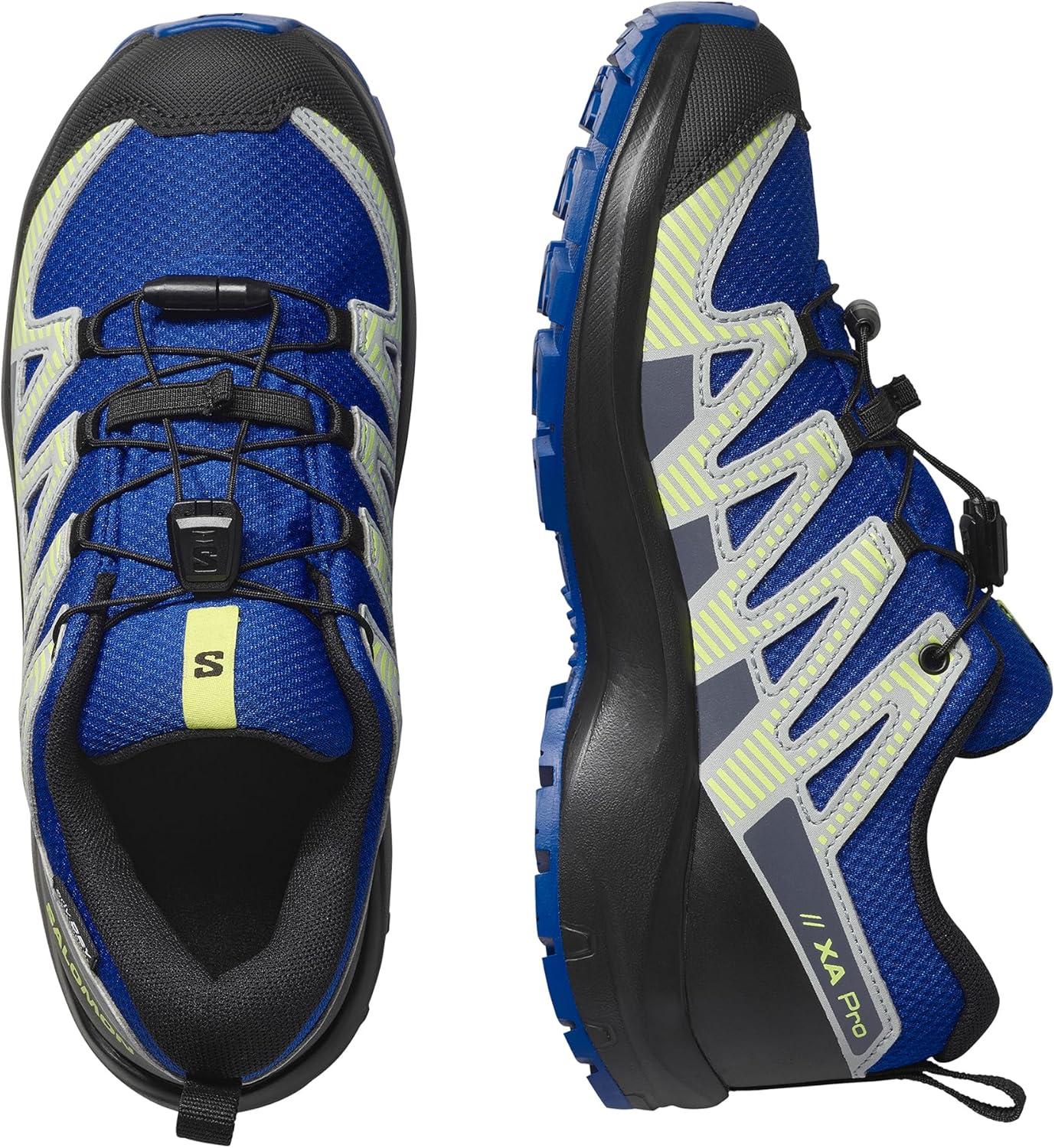 image:imageSalomon Unisex Juniors XA Pro V8 Mid Waterproof Trail Running Shoes for KidsNautical BlueBlackSharp Green