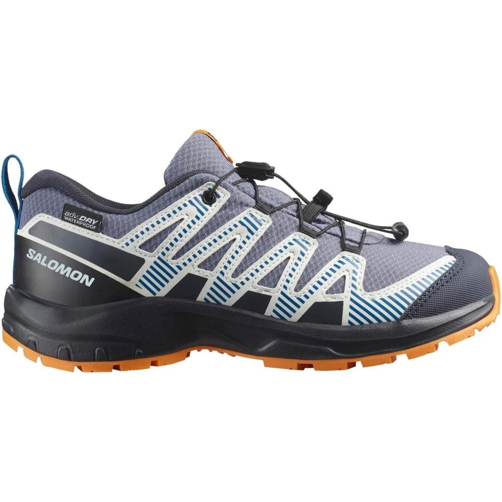 image:imageSalomon Unisex Juniors XA Pro V8 Mid Waterproof Trail Running Shoes for KidsGrisailleDark BlueTurmeric