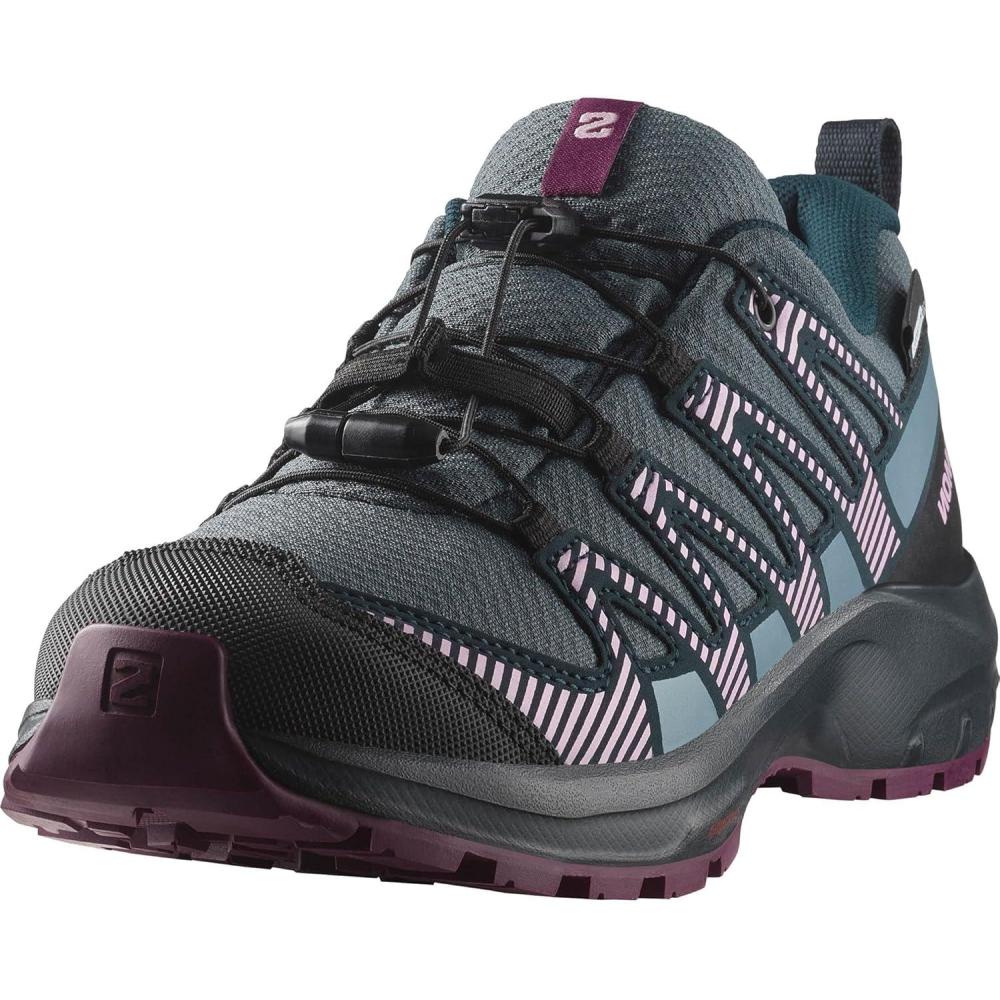 image:imageSalomon Unisex Juniors XA Pro V8 Mid Waterproof Trail Running Shoes for KidsNeptuneCarbonPlum Caspia