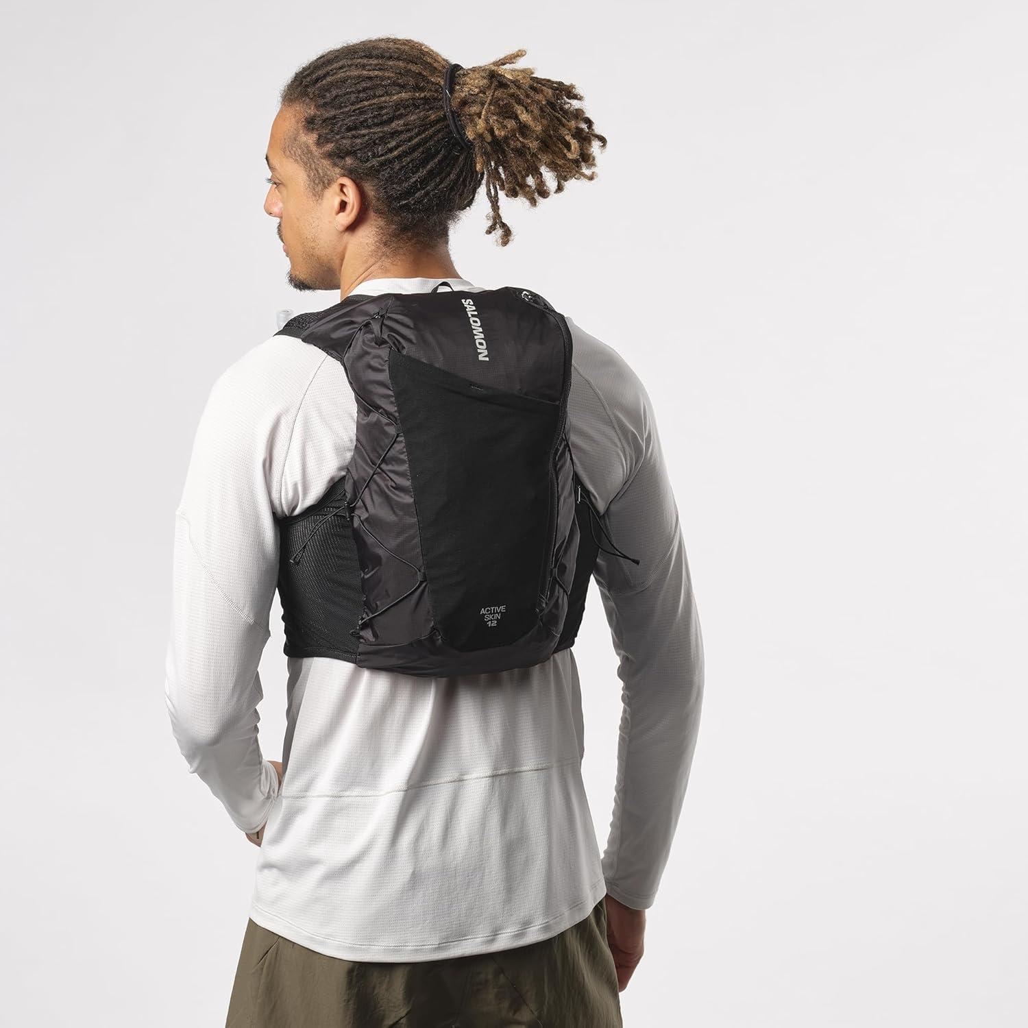 image:imageSalomon Unisex Active Skin 12 Hydration amp Storage Vest with 500ml Flasks IncludedBLACK METAL