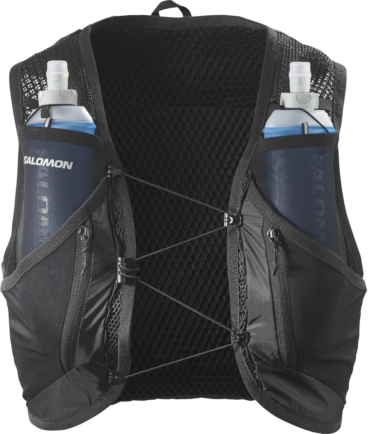 image:imageSalomon Unisex Active Skin 12 Hydration amp Storage Vest with 500ml Flasks IncludedBLACK METAL