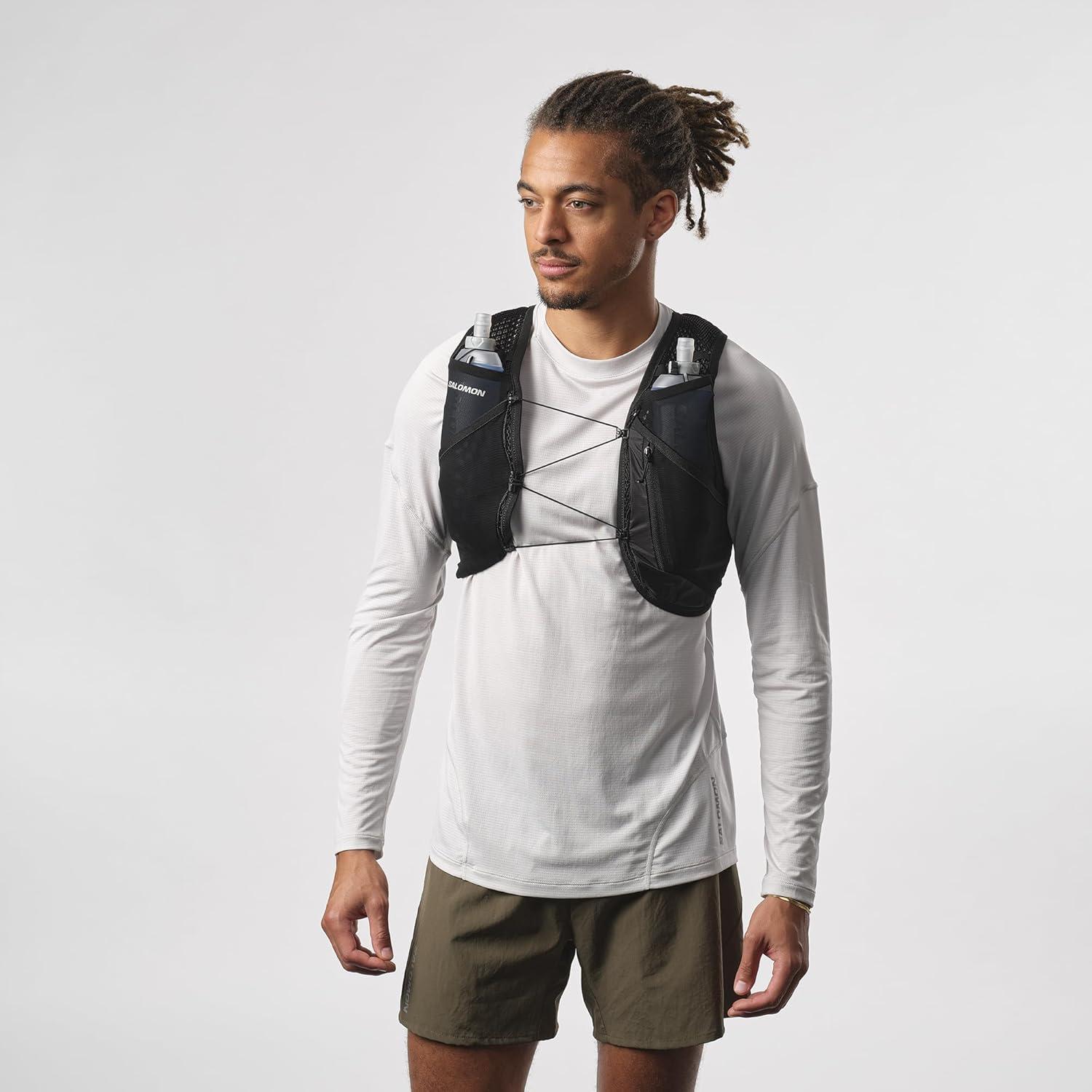 image:imageSalomon Unisex Active Skin 4 Hydration amp Storage Vest with 500ml Flasks IncludedBlack
