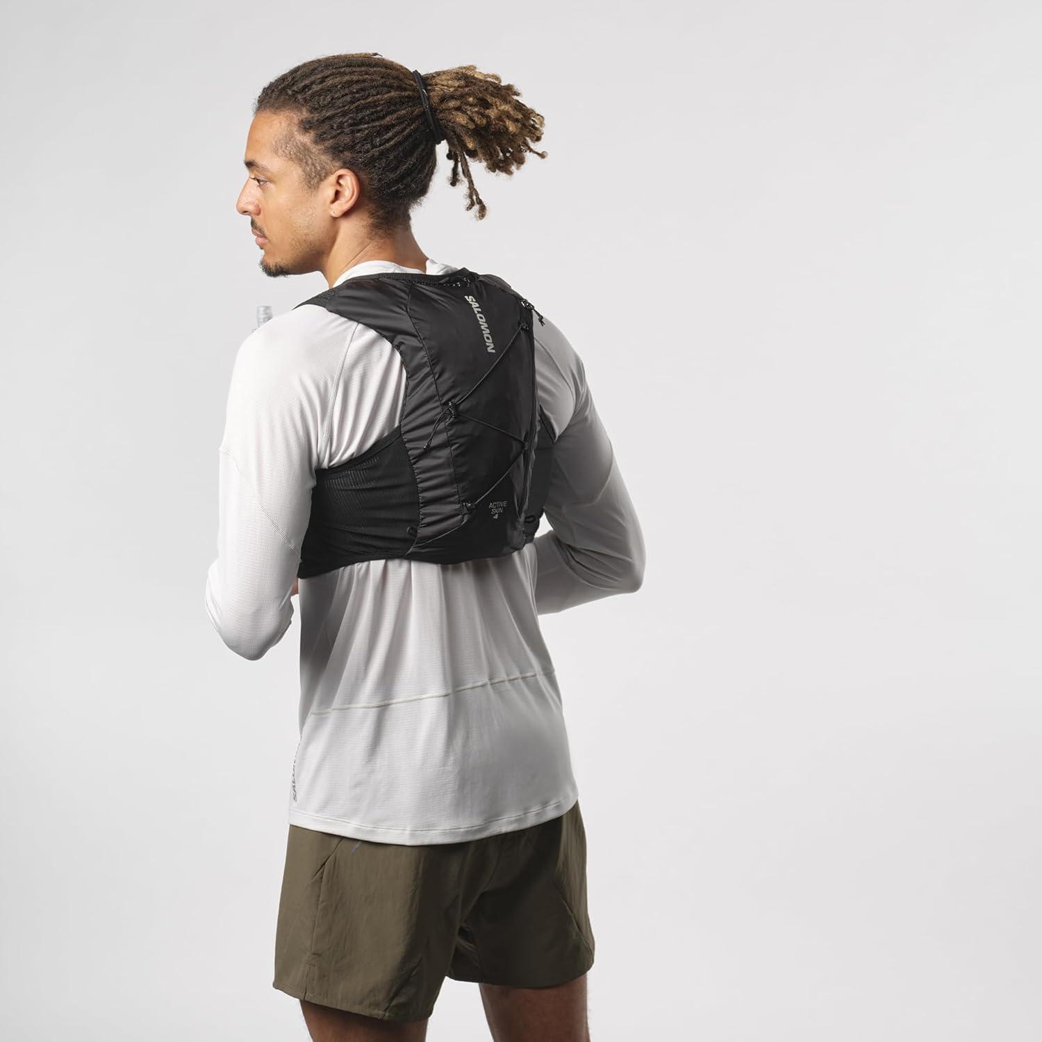 image:imageSalomon Unisex Active Skin 4 Hydration amp Storage Vest with 500ml Flasks IncludedBlack