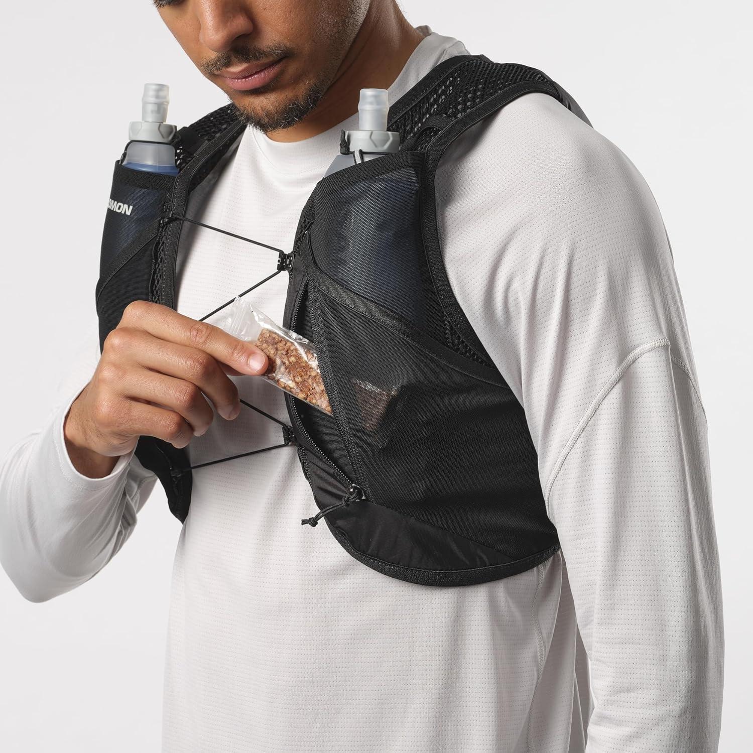 image:imageSalomon Unisex Active Skin 4 Hydration amp Storage Vest with 500ml Flasks IncludedBlack