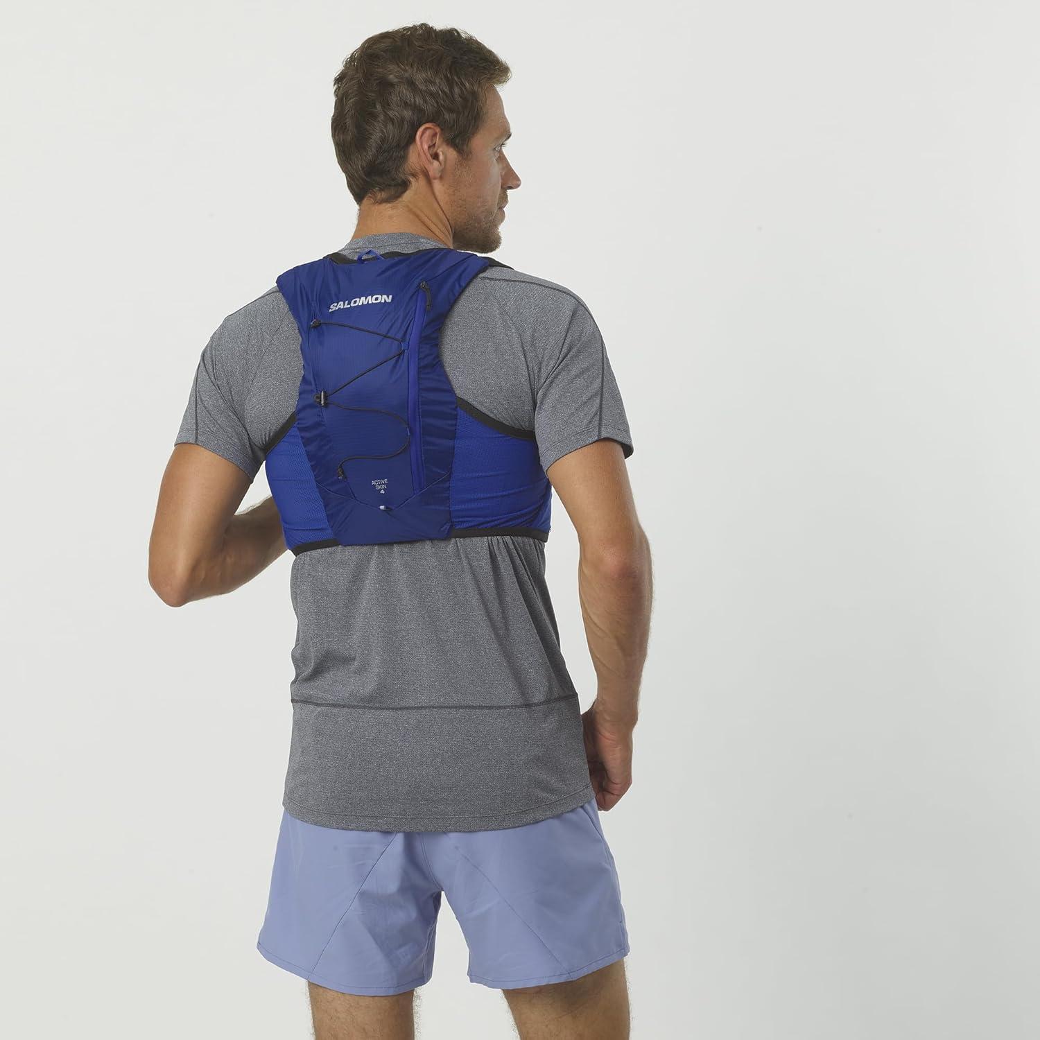 image:imageSalomon Unisex Active Skin 4 Hydration amp Storage Vest with 500ml Flasks IncludedSurf The Web BLACK