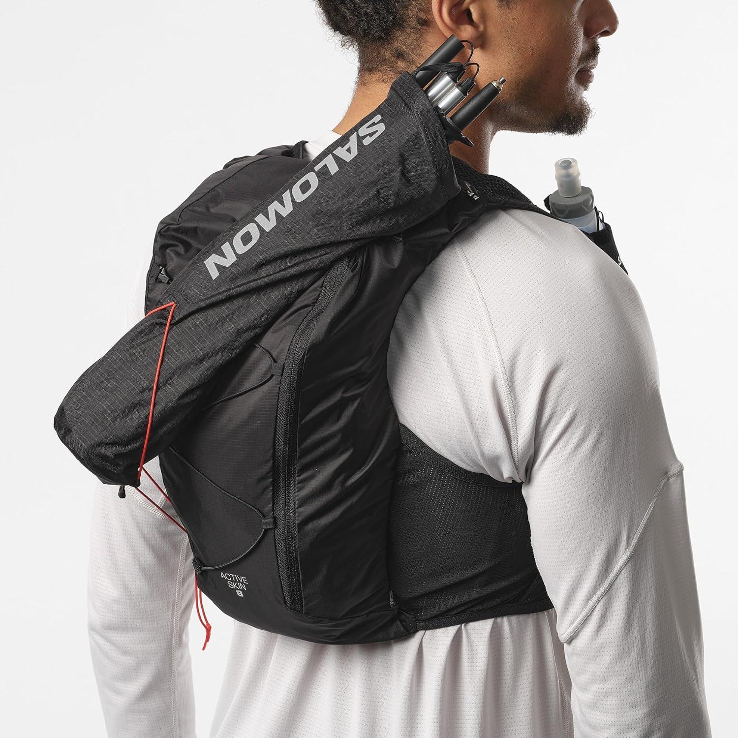 image:imageSalomon Unisex Active Skin 8 Hydration amp Storage Vest with 500ml Flasks IncludedBLACK METAL