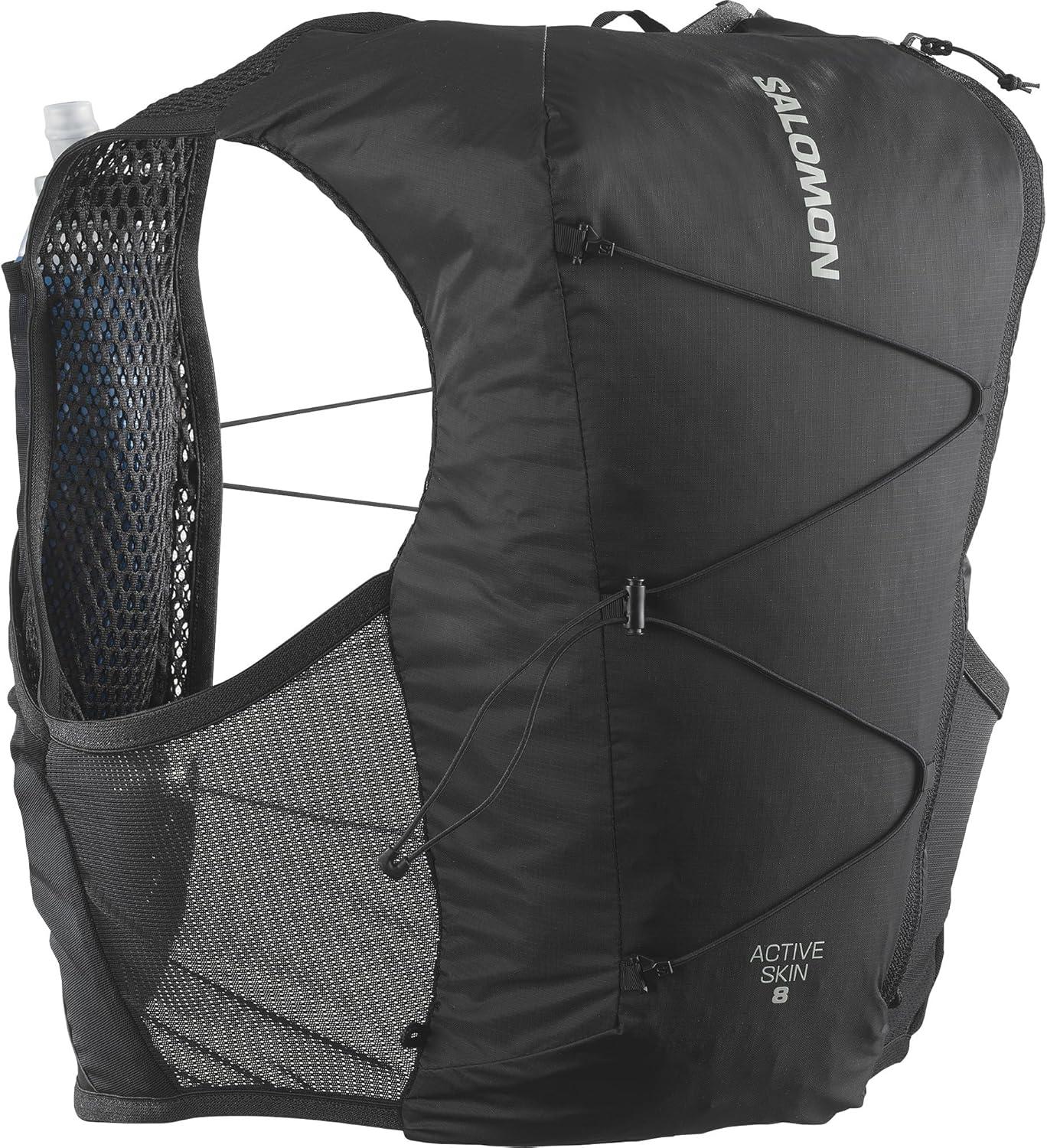 image:imageSalomon Unisex Active Skin 8 Hydration amp Storage Vest with 500ml Flasks IncludedBLACK METAL
