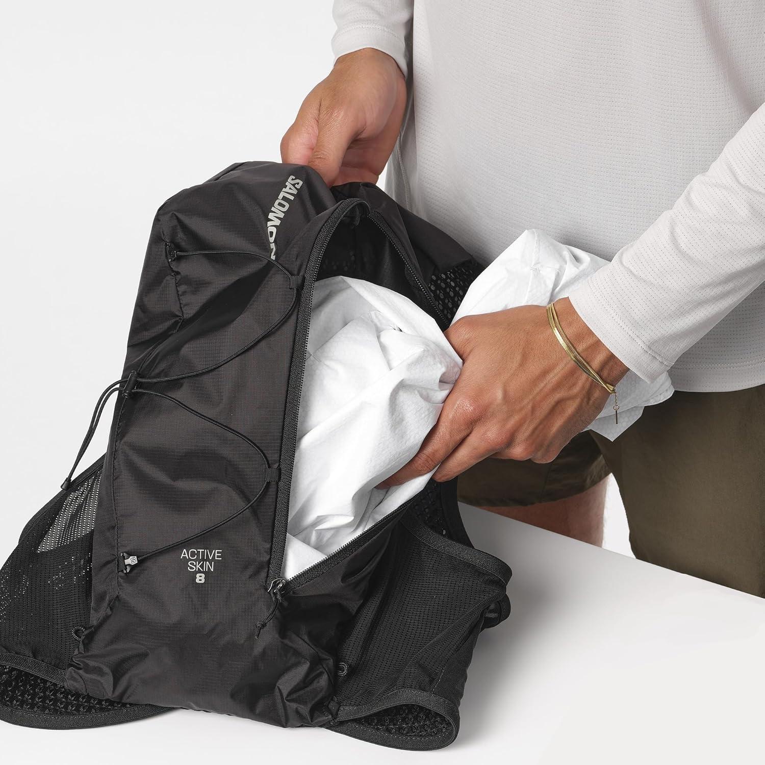 image:imageSalomon Unisex Active Skin 8 Hydration amp Storage Vest with 500ml Flasks IncludedBLACK METAL