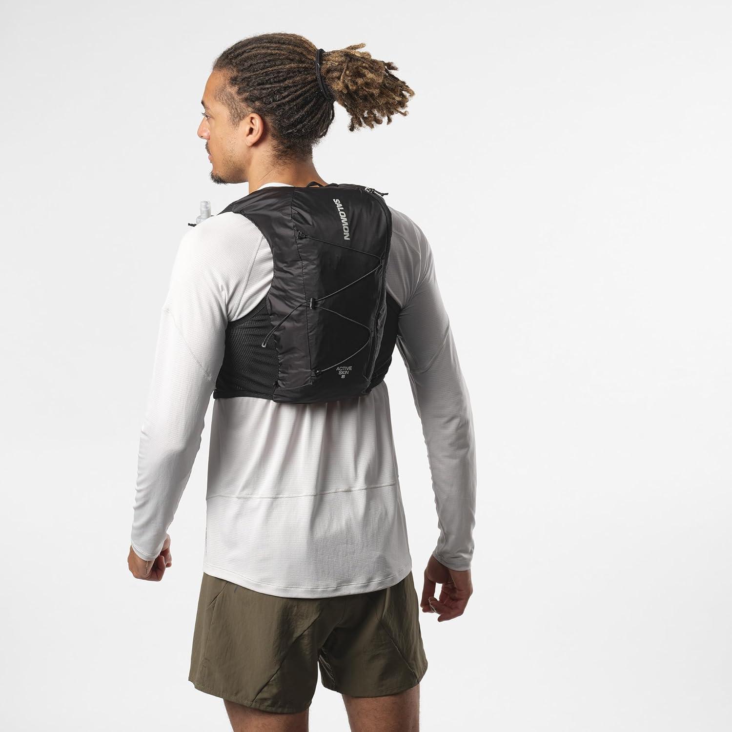 image:imageSalomon Unisex Active Skin 8 Hydration amp Storage Vest with 500ml Flasks IncludedBLACK METAL
