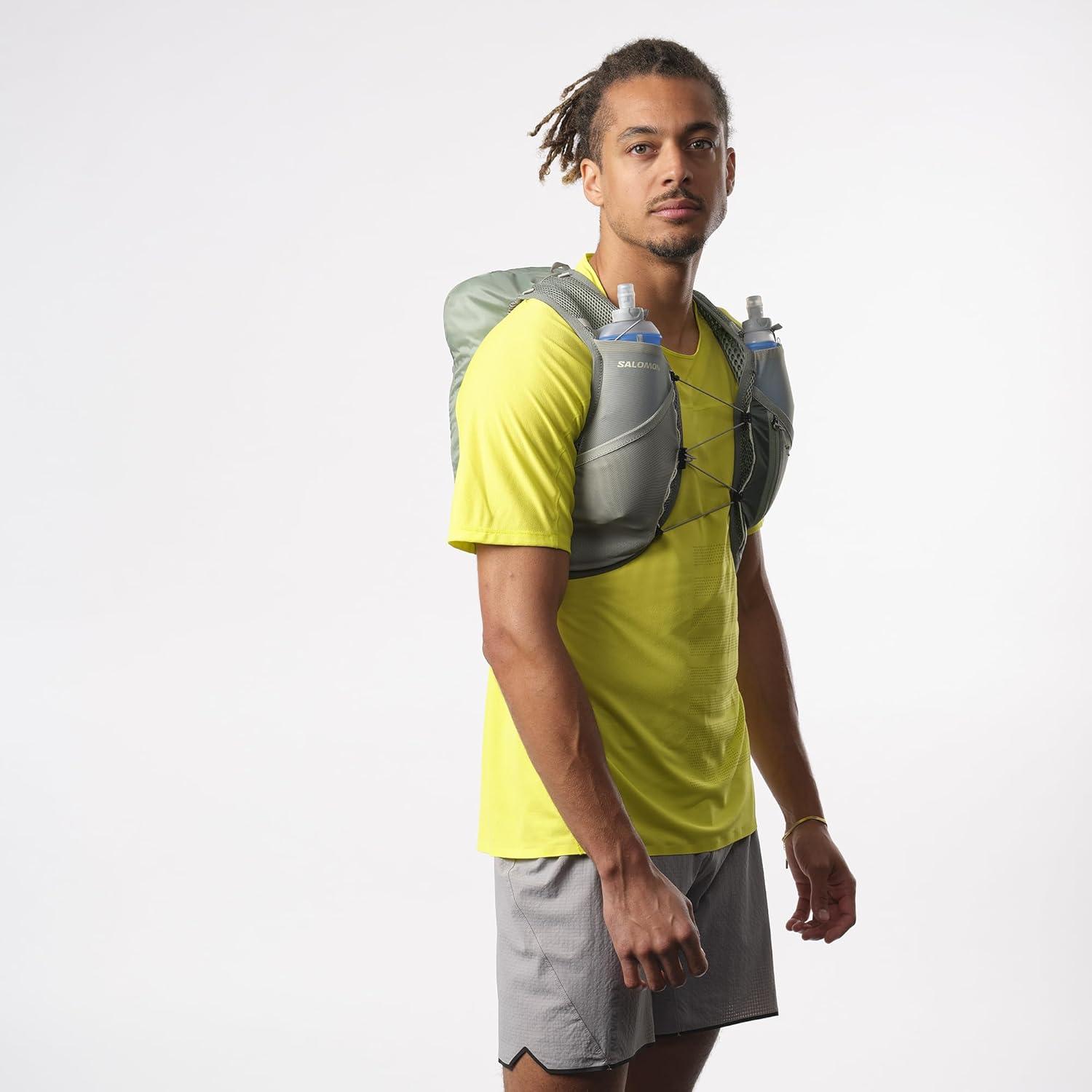 image:imageSalomon Unisex Active Skin 8 Hydration amp Storage Vest with 500ml Flasks IncludedLaurel Wreath Lily Pad Aloe Wash