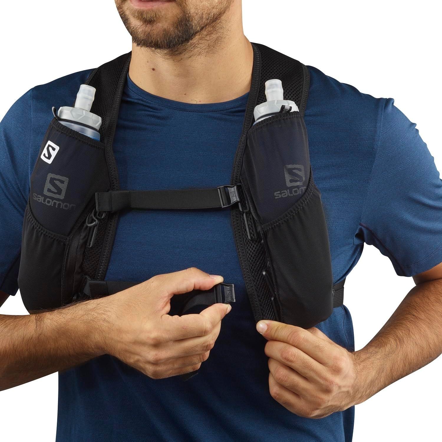 image:imageSalomon Unisex Agile 2 Set Hydration amp Storage Vest with 500ml Flasks IncludedBLACK