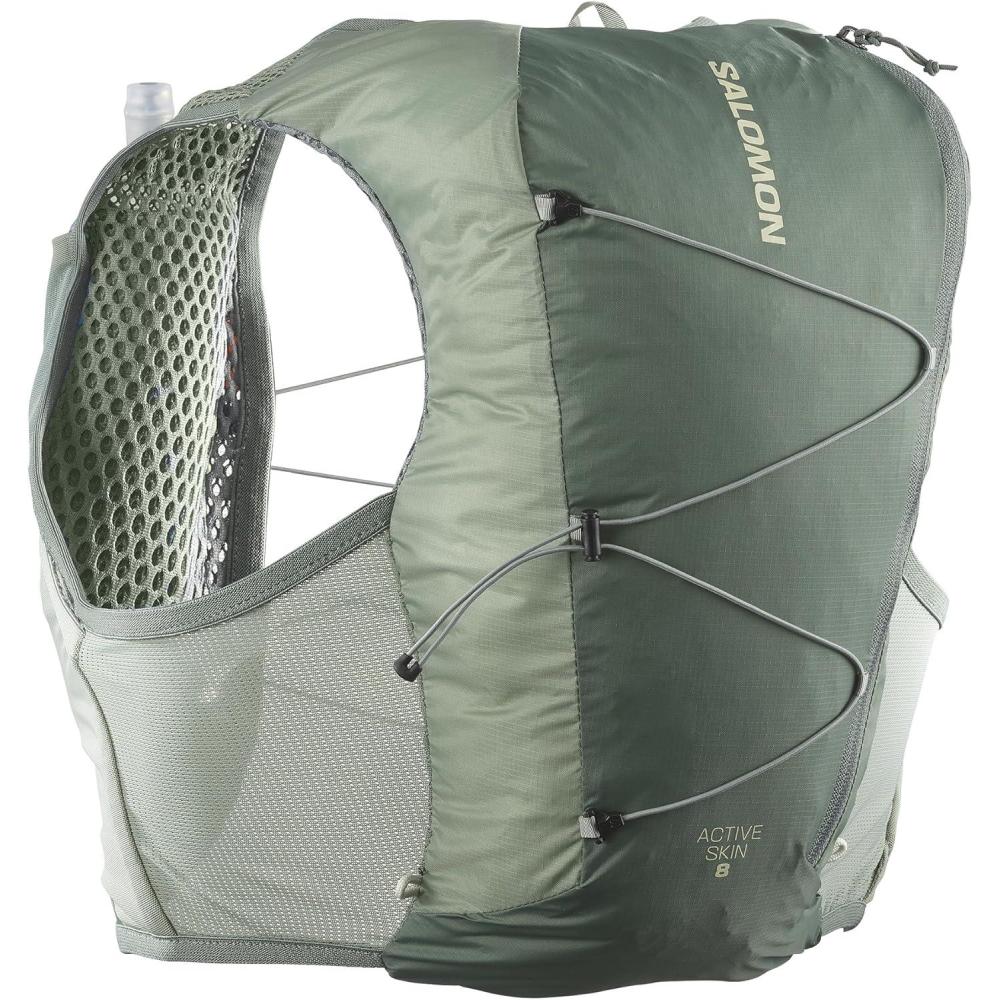 image:imageSalomon Unisex Active Skin 8 Hydration amp Storage Vest with 500ml Flasks IncludedLaurel Wreath Lily Pad Aloe Wash