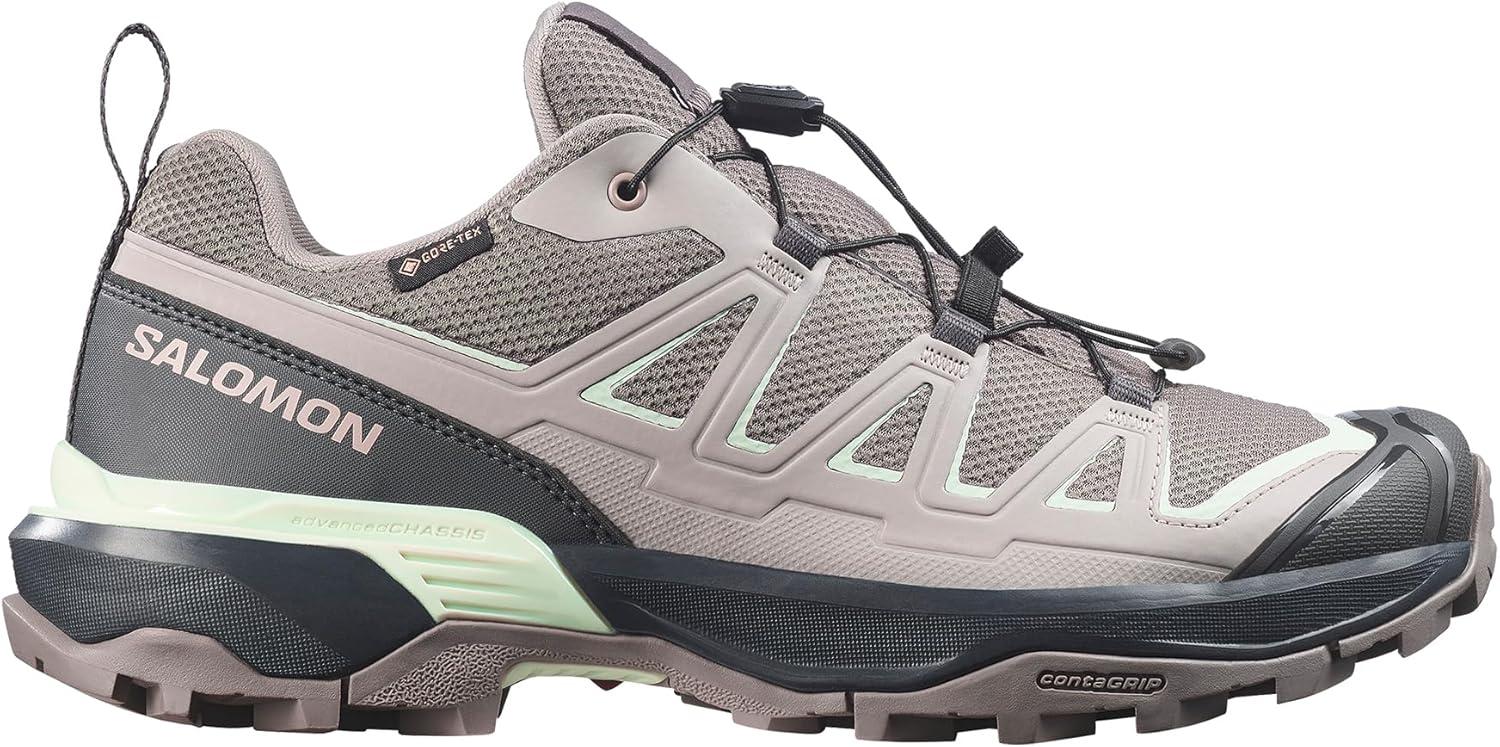 image:imageSalomon Womens X Ultra Flare GoreTex Hiking Shoe Waterproof Lightweight Comfort for Mixed Terrain amp Day HikesDark Gull GrayPalomaClearly Aqua