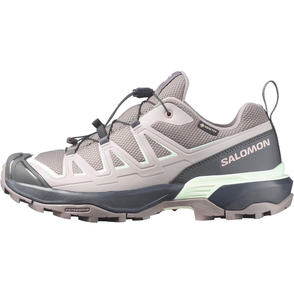 image:imageSalomon Womens X Ultra Flare GoreTex Hiking Shoe Waterproof Lightweight Comfort for Mixed Terrain amp Day HikesDark Gull GrayPalomaClearly Aqua