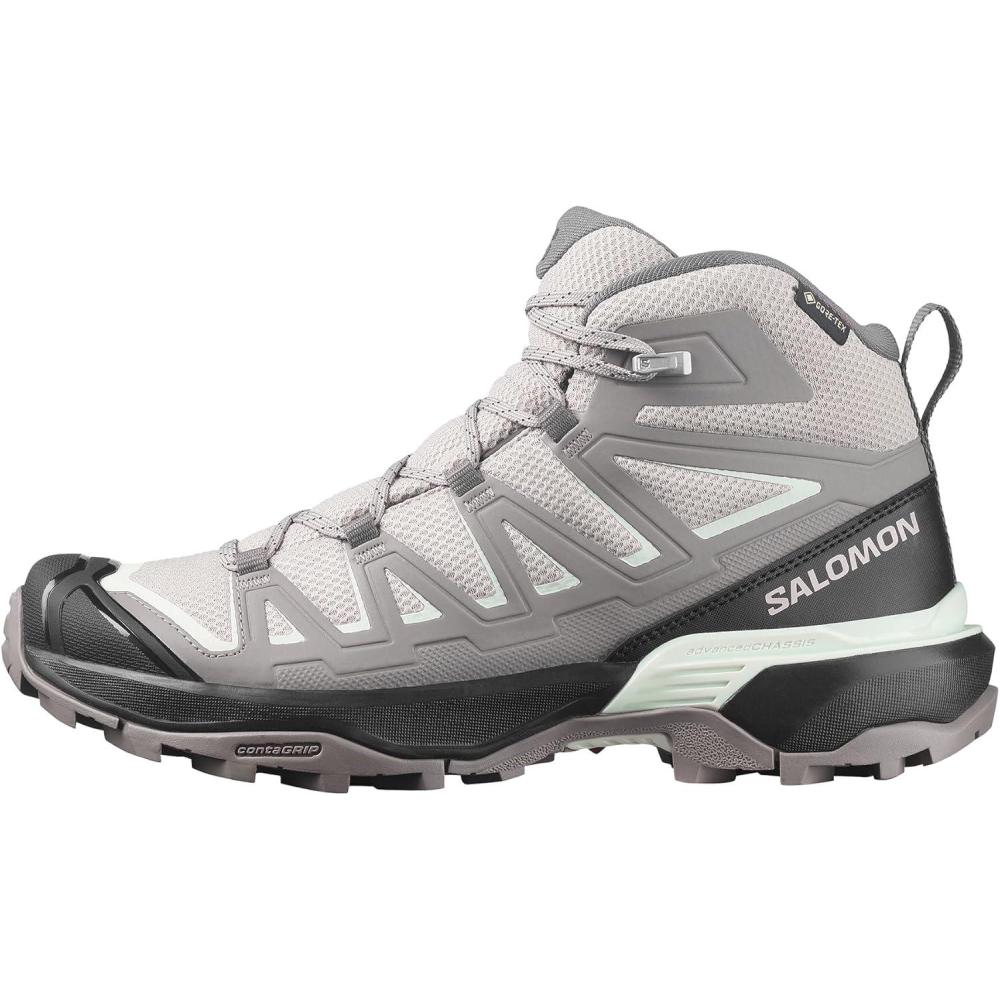 image:imageSalomon Womens X Ultra Flare Mid GoreTex Hiking Shoe Waterproof Shoes with Support amp Stability for Rugged Trails amp MultiDay HikesPalomaCloudburstClearly Aqua