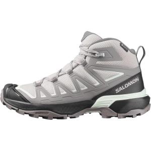 Salomon Women’s X Ultra Flare Mid Gore-Tex Hiking Shoe, Waterproof Shoes with Support & Stability for Rugged Trails & Multi-Day Hikes(Paloma/Cloudburst/Clearly Aqua)