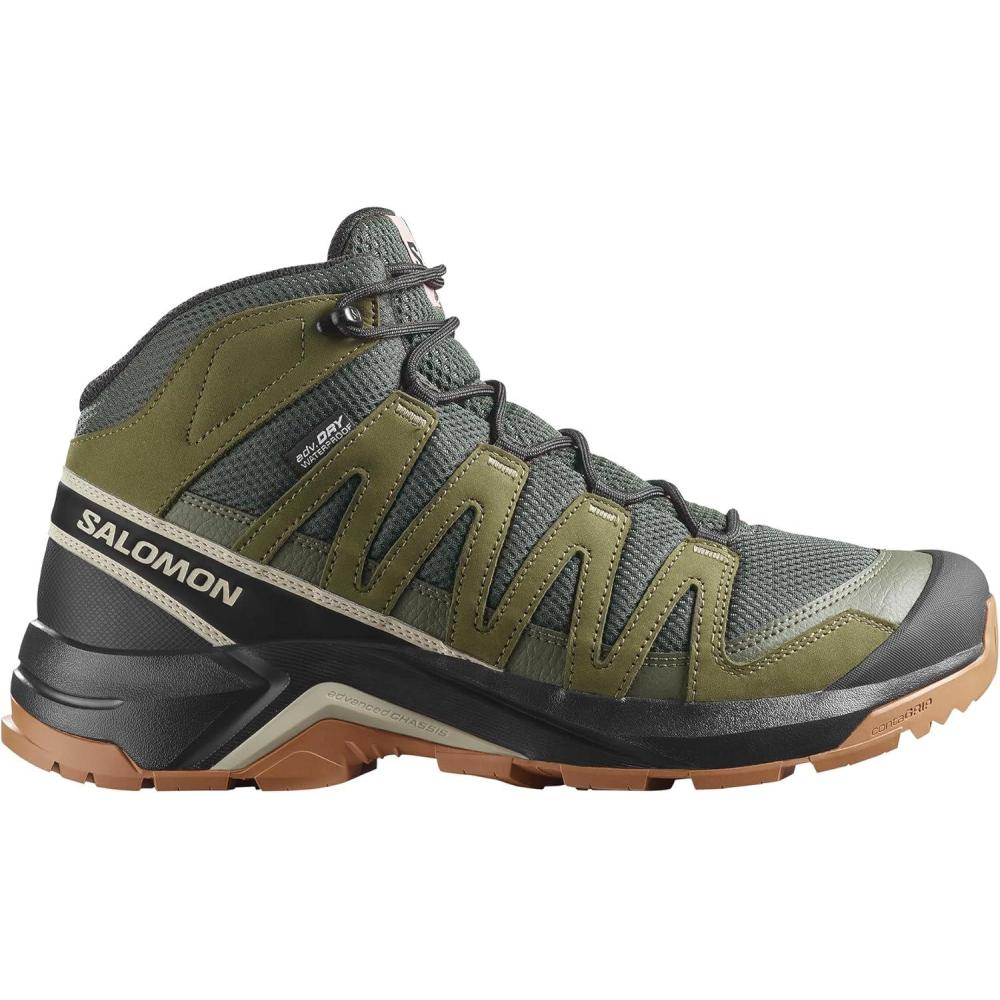 image:imageSalomon Mens XAdventure Recon Mid GoreTex Hiking Shoe Waterproof Stability for Rugged Hiking Trails amp AllWeather TrekkingPeatMartini OliveOxford Tan